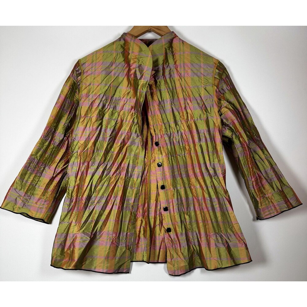 Beluva SF by Firuze Jacket Womens Medium Plaid Iridescent‎ Crinkle Lightweight